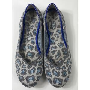 Rothy's Women's 9 Flats Gray Blue Animal Print Casual Comfy Slip on Travel Vaca